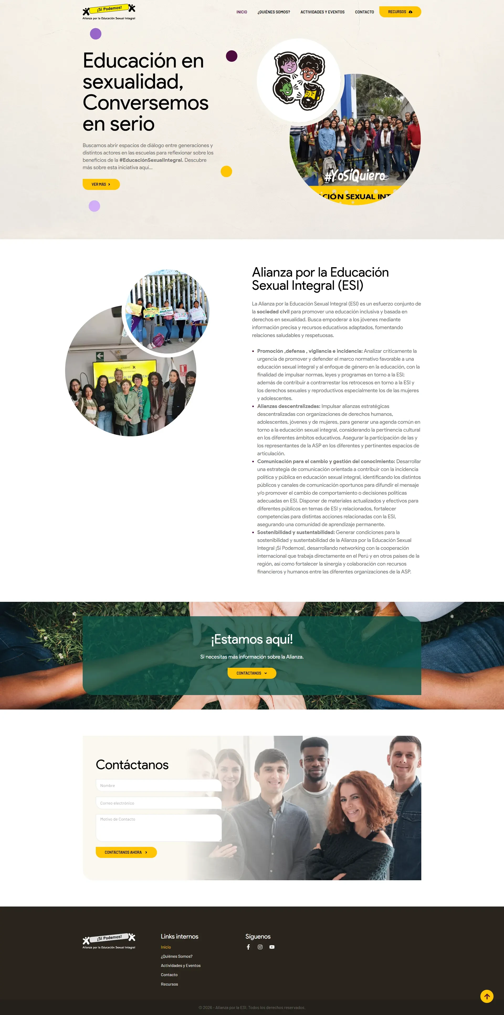 Captura de pantalla del proyecto Alianza ESI